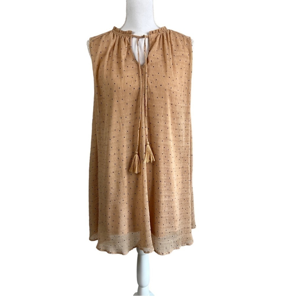 Ethereal By Paper Crane Lined Sleeveless Crinkle Fabric Polka Dot Dress Size S